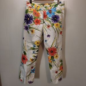 Escada Sport Floral Print White Capris - 28" Waist